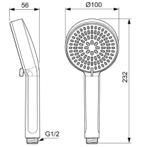 Pară de duș Ideal Standard Idealrain Alu+, 2 jeturi, 10 cm, crom